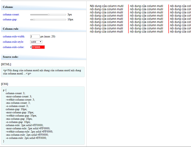 Mutiple column generator
